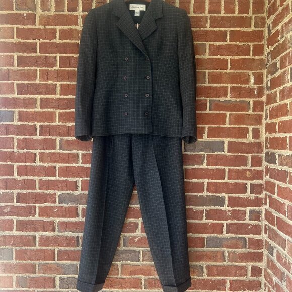 Jones New York Black Plaid Wool Suit Size 4 & 6 READ Academia Preppy Classic - Picture 1 of 11